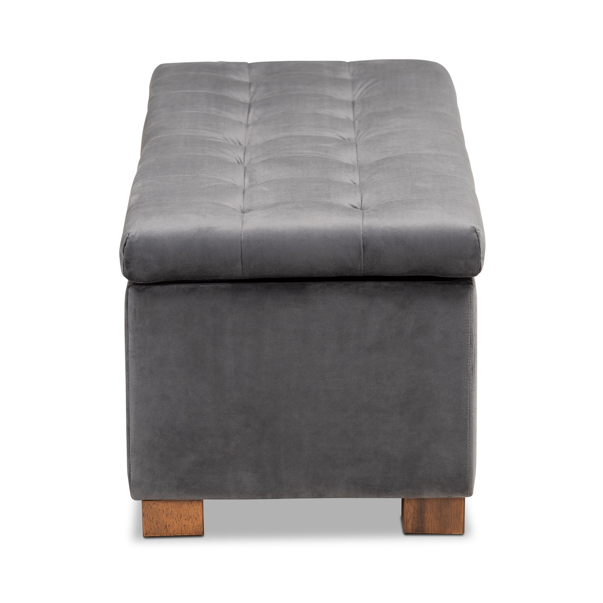 Most Recently Released Roanoke Contemporary Grid Tufted Velvet Upholstered 46" Storage Bench With Regard To Charcoal Gray Velvet Tufted Rectangular Ottoman Benches (View 9 of 10)