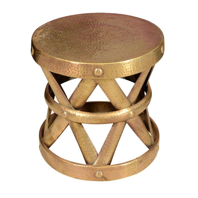 Most Recently Released Vintage Hammered Brass Stool At 1stdibs For White Antique Brass Stools (View 4 of 10)