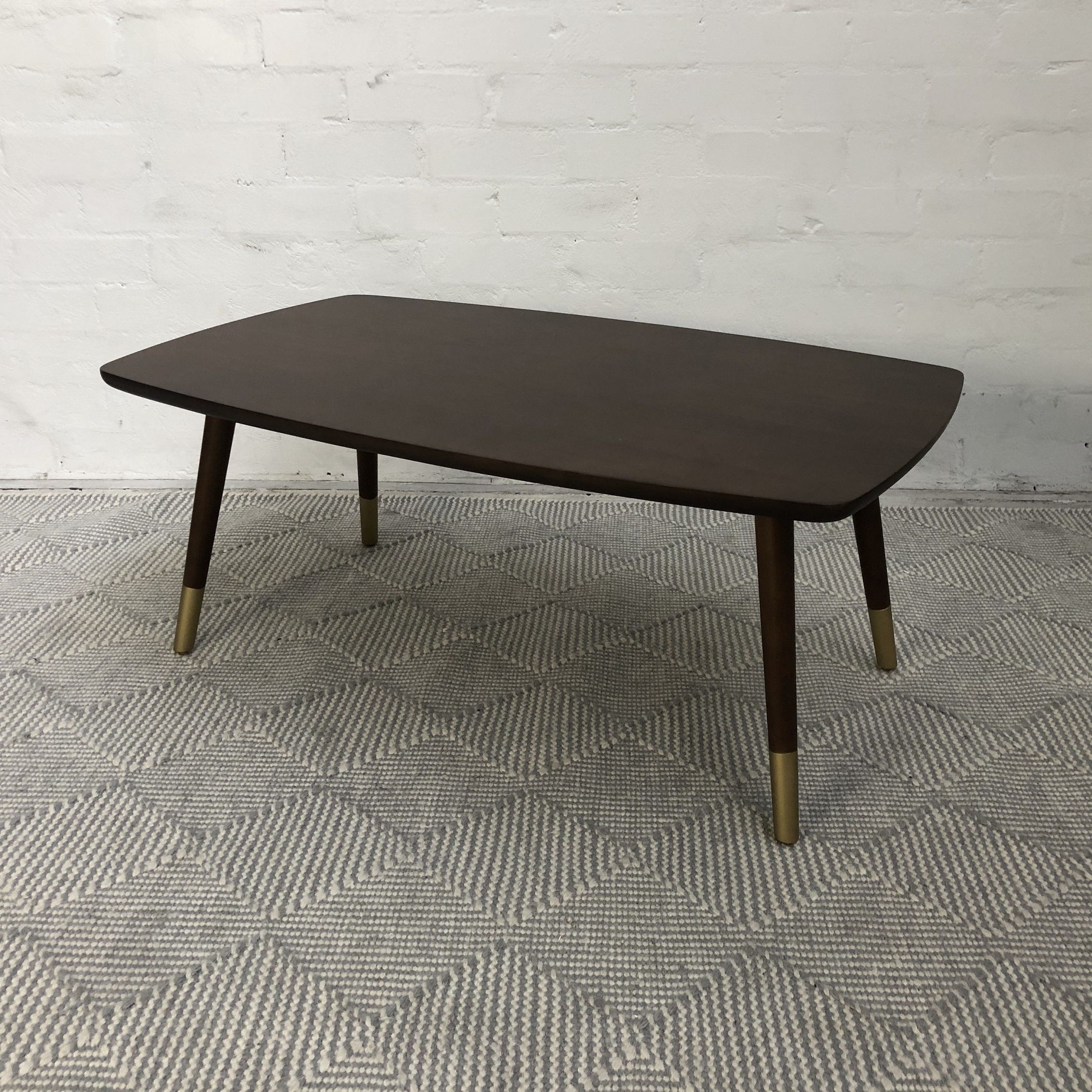 Most Recently Released Walnut Wood And Gold Metal Coffee Tables In Erin Coffee Table – Walnut With Gold Feet For Hire – Salters – Hobart (View 8 of 10)