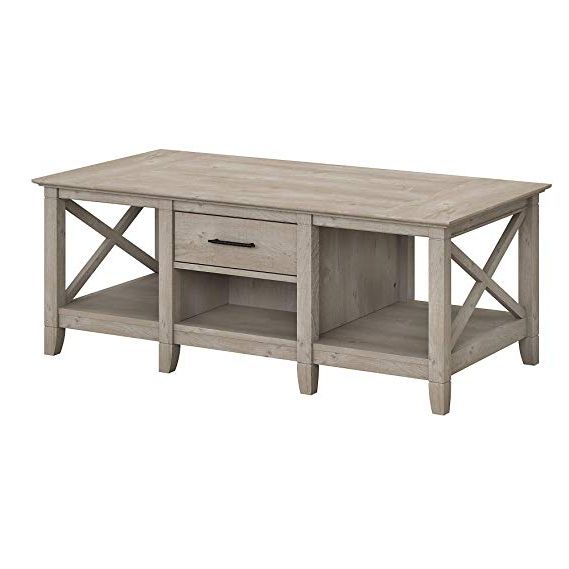 Most Up To Date Amazon: Bush Furniture Key West Coffee Table With Storage, Washed Within Gray Driftwood Storage Coffee Tables (View 7 of 10)