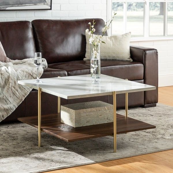 Most Up To Date Faux Marble Coffee Tables Intended For Shop Silver Orchid Madsen 32 Inch Square Faux Marble Coffee Table (View 5 of 10)