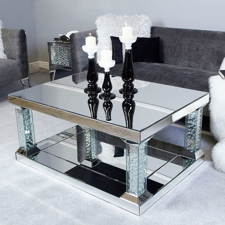 Most Up To Date Floating Crystal Mirrored Pedestal Coffee Table – Large (View 2 of 10)