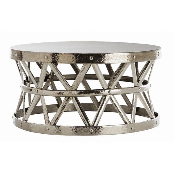 Most Up To Date Hammered Antique Brass Modern Cocktail Tables Throughout Shop Hammered Drum Cross Silver Coffee Table – Free Shipping Today (View 10 of 10)