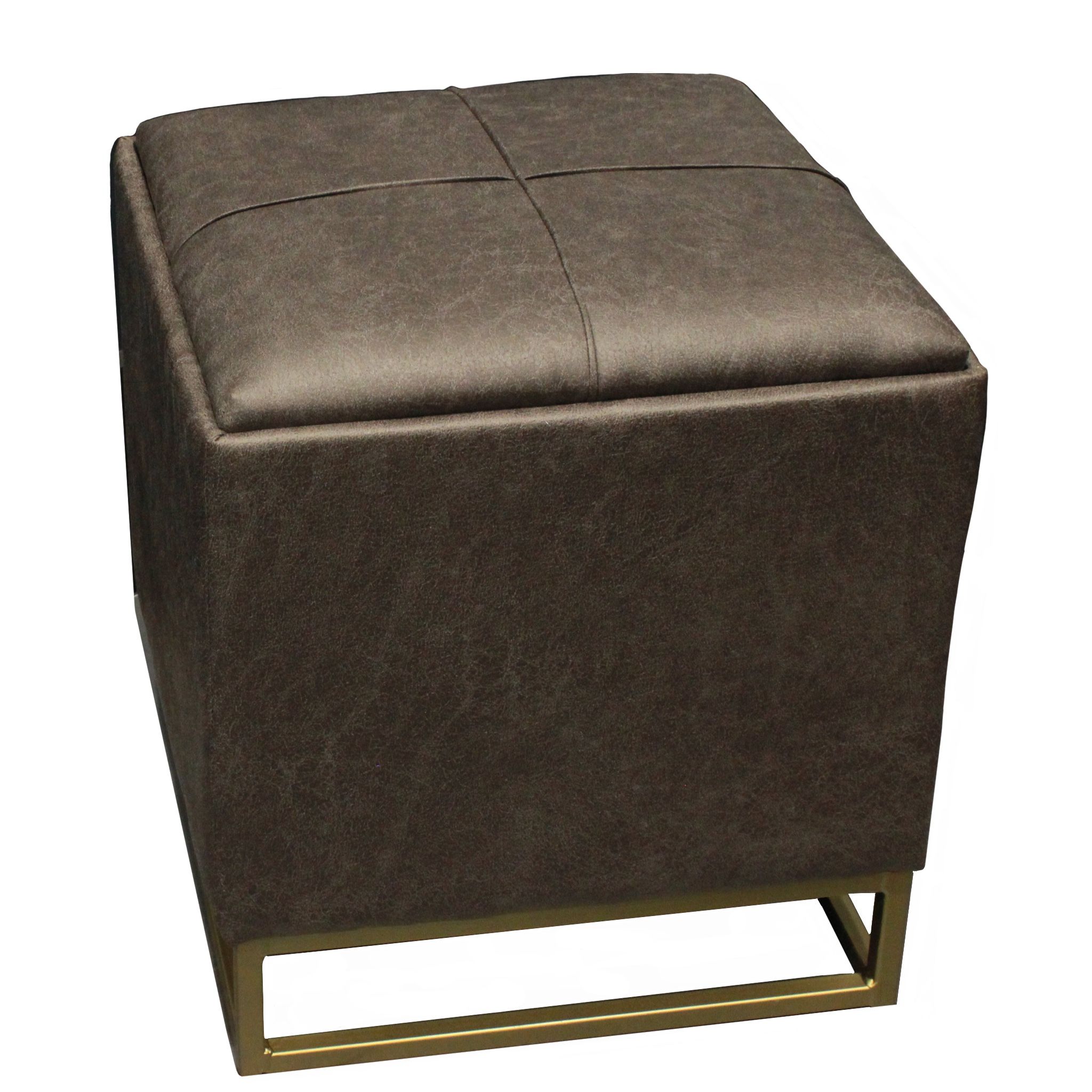 Most Up To Date Medium Gray Leather Pouf Ottomans Throughout Design Guild Faux Leather Ottoman Footrest With Storage Compartment (View 5 of 10)
