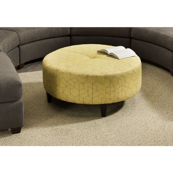 Most Up To Date Shop Made To Order Bauhaus Anniston Linear Fusion Yellow Round Cocktail For Textured Yellow Round Pouf Ottomans (View 8 of 10)