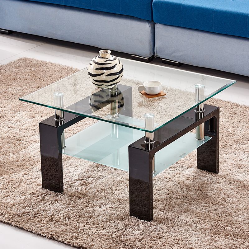 Most Up To Date Square Matte Black Coffee Tables With 8mm Tempered Glass Top Square Coffee Table Black Mdf Legs Under Storage (View 2 of 10)