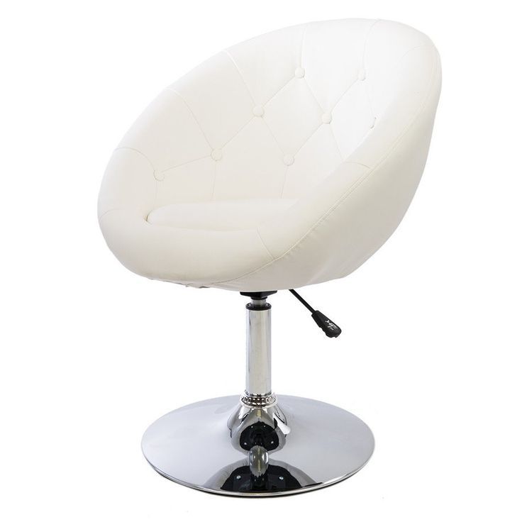Most Up To Date White And Clear Acrylic Tufted Vanity Stools Throughout White Tufted Round Swivel Chair (View 9 of 10)