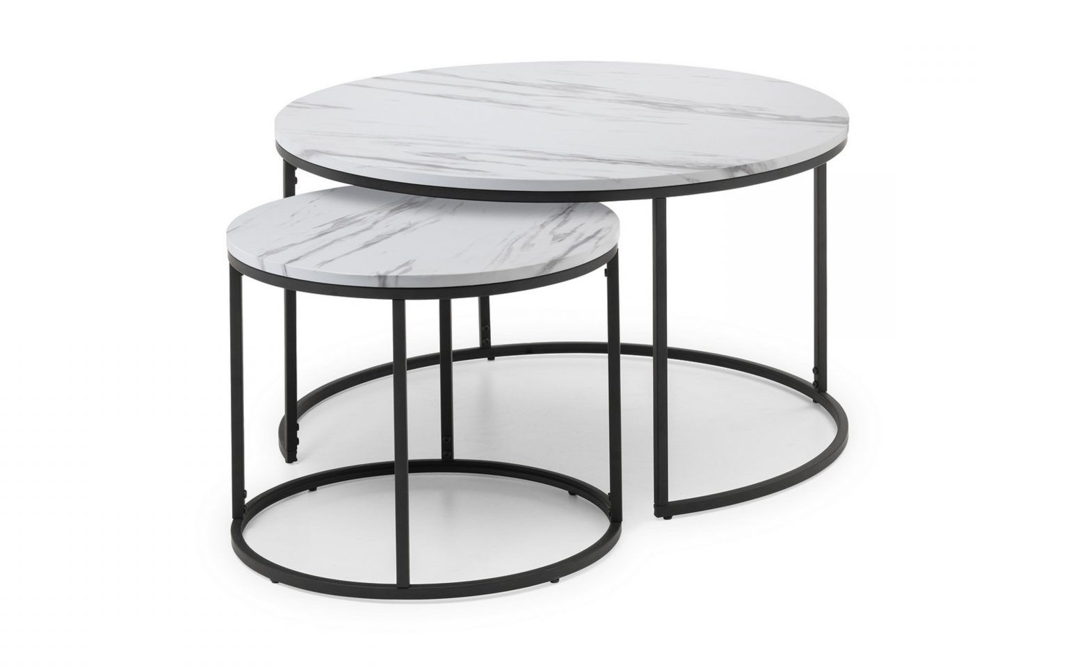 Most Up To Date White Stone Coffee Tables For Bellini Round Nesting Coffee Table – White Marble – Swfurnishings (View 4 of 10)