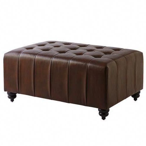 Navy And Light Gray Woven Pouf Ottomans Within 2020 Neville Pheasant Brown Ottoman (View 5 of 10)