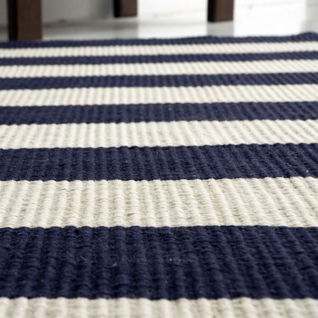 Navy Blue And White Striped Ottomans Pertaining To Fashionable Navy White Striped Rug (View 8 of 10)