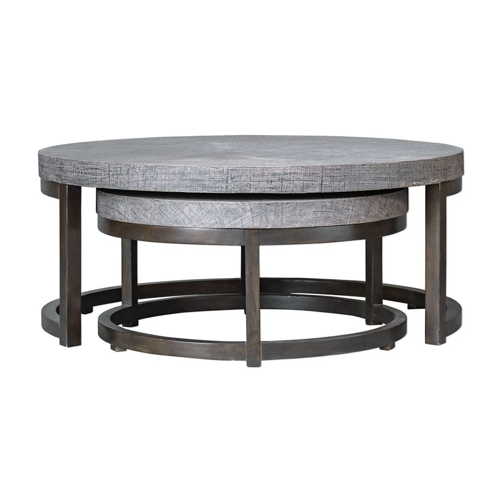 Nesting Cocktail Tables Within Most Recent Modern Round Nesting Coffee Cocktail Table Set Gray & Black (View 4 of 10)