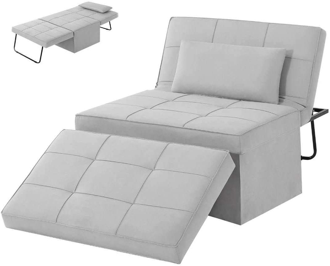 Newest Amazon: Homhum Folding Ottoman Sleeper Bed 4 In 1 Convertible Sofa In Light Gray Fold Out Sleeper Ottomans (View 1 of 10)