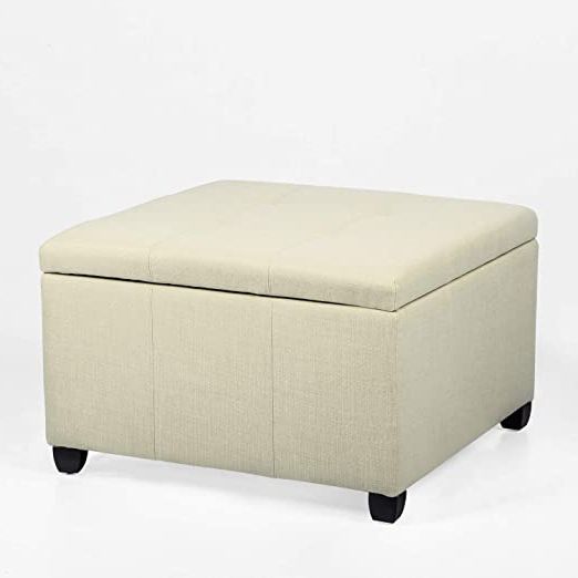 Newest Amazon: Ottoman With Storage Chest And Footrest – Classic Square With Regard To White And Blush Fabric Square Ottomans (View 8 of 10)