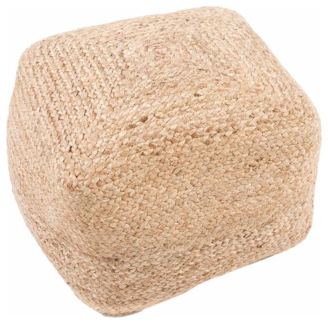 Newest Beige And Dark Gray Ombre Cylinder Pouf Ottomans Throughout Jaipur Rugs Saba Jute Cylinder Pouf, Taupe And Tan – Beach Style (View 3 of 10)