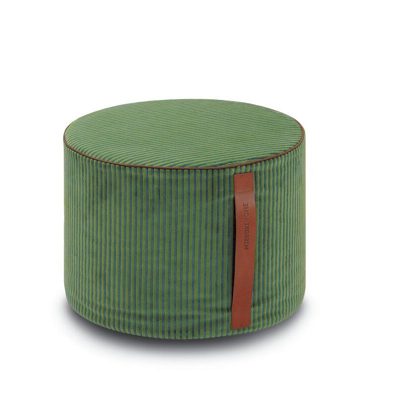 Newest Beige And White Ombre Cylinder Pouf Ottomans For Missoni Home Rafah 12" Wide Round Striped Pouf Ottoman (View 1 of 10)
