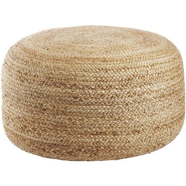 Newest Braided Jute Large Pouf Liked On Polyvore Featuring Home, Furniture Within Black Jute Pouf Ottomans (View 3 of 10)