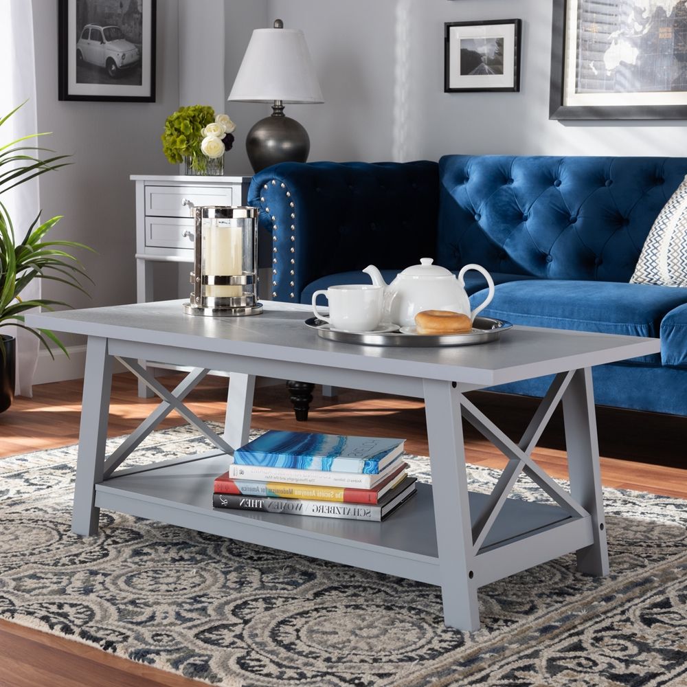 Newest Lowest Price Baxton Studio Germain Modern And Contemporary Light Grey Intended For Gray Wood Black Steel Coffee Tables (View 3 of 10)