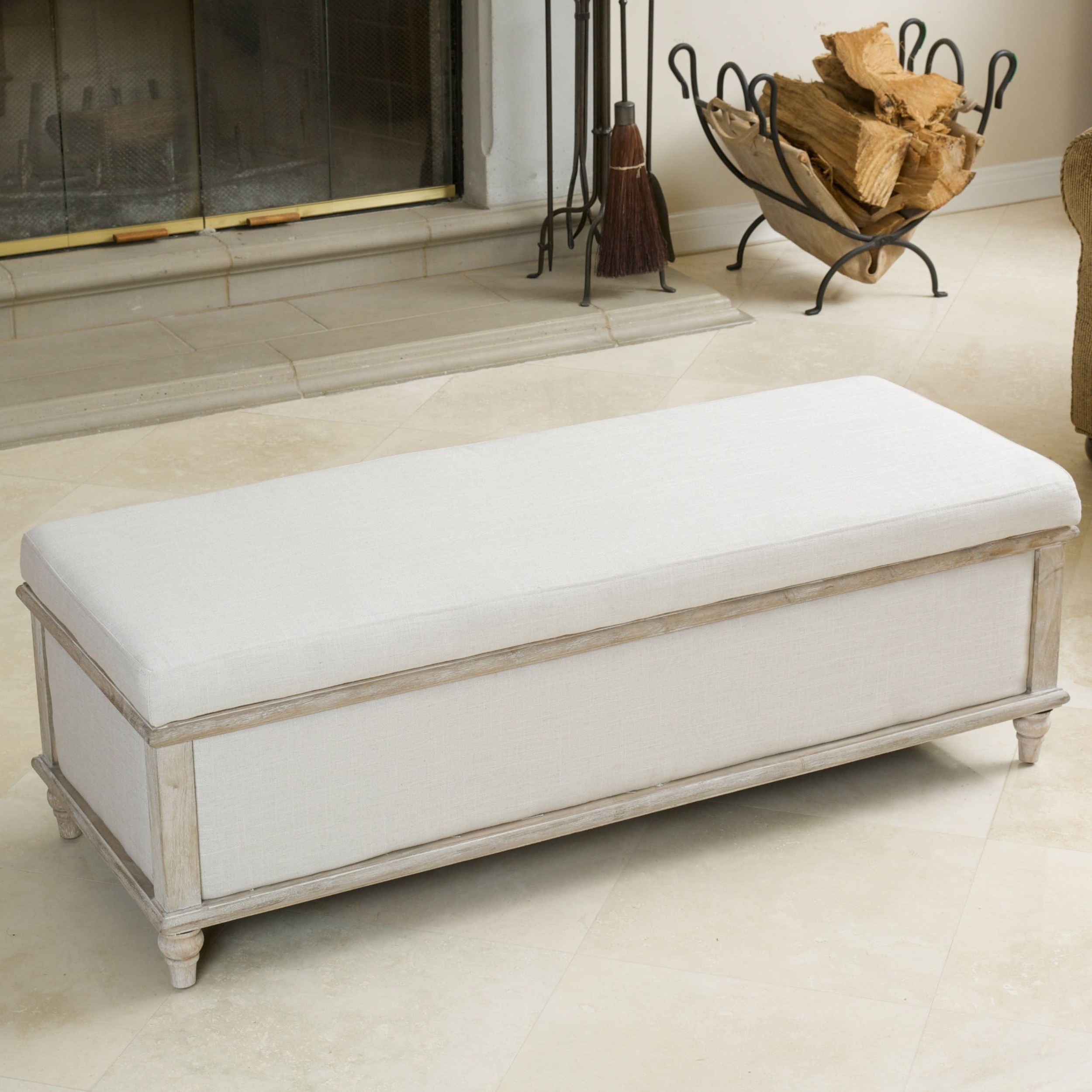 Newest Shop Abilene Light Beige Fabric Storage Ottoman Benchchristopher Intended For Fabric Storage Ottomans (View 6 of 10)