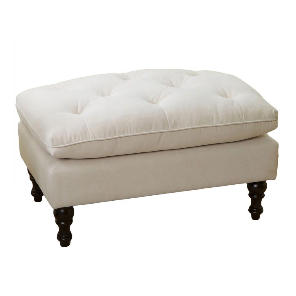 Noble House Cream Tufted Pillow Top Ottoman 216601 – The Home Depot With Regard To Most Up To Date Cream Fabric Tufted Oval Ottomans (View 8 of 10)