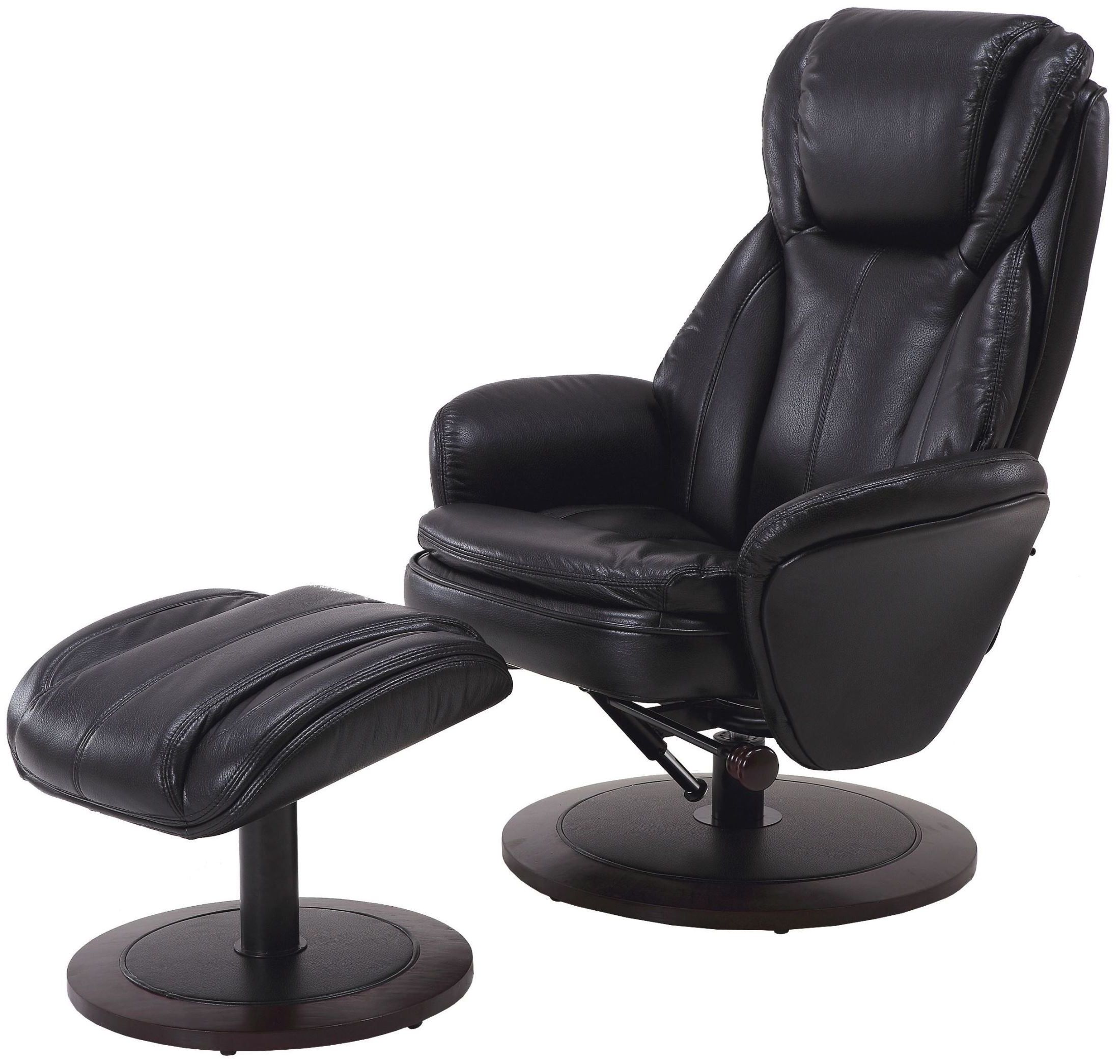 Norway Black Breathable Swivel Recliner With Ottoman From Mac Motion Regarding Widely Used Onyx Black Modern Swivel Ottomans (View 2 of 10)