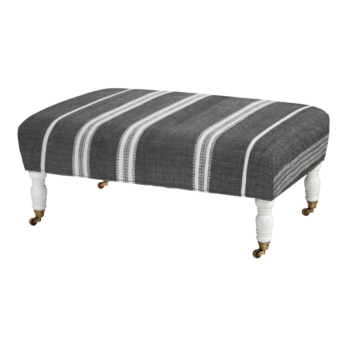 Oliver Cocktail Ottoman, Gray/natural Stripes Cotton – Imagine Home Pertaining To Current Natural Solid Cylinder Pouf Ottomans (View 3 of 10)