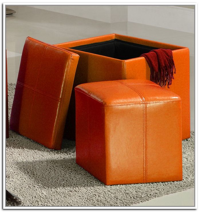 Orange Storage Ottoman: Stylish And Functional Storage Idea – Homesfeed Inside Most Popular Multi Color Fabric Storage Ottomans (View 10 of 10)