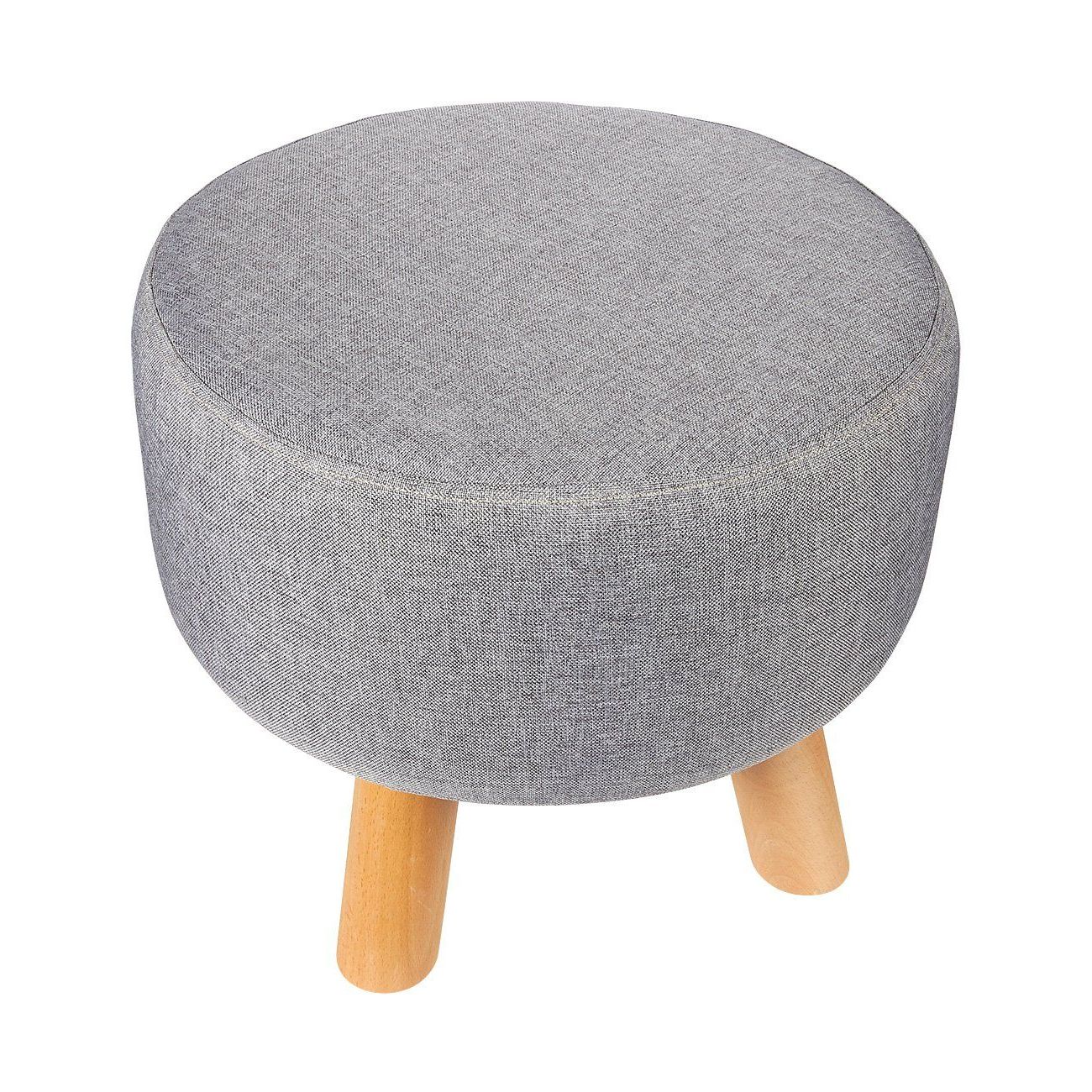 Ottoman Footstool Round Pouf Ottoman Foot Stool Foot Rest With For Well Known Cream Linen And Fir Wood Round Ottomans (View 2 of 10)