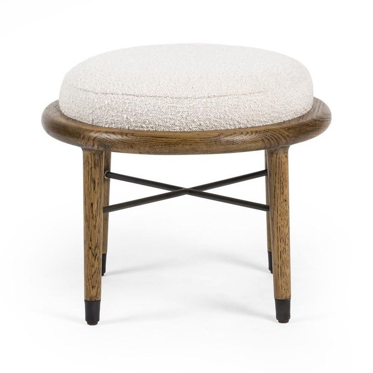 Ottoman, Solid Oak, Upholstery In Latest Natural Solid Cylinder Pouf Ottomans (View 5 of 10)