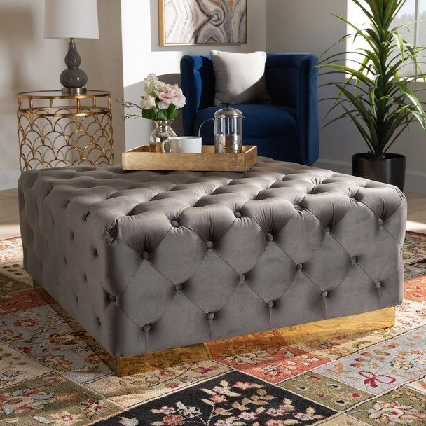 Ottoman With Regard To Honeycomb Silver Velvet Fabric Ottomans (View 4 of 10)