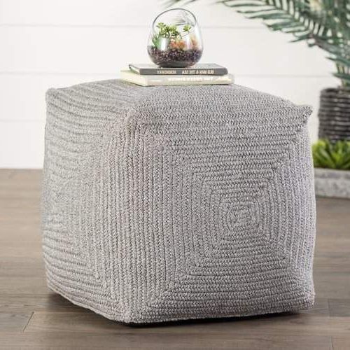 Outdoor In Most Up To Date Light Blue And Gray Solid Cube Pouf Ottomans (View 5 of 10)
