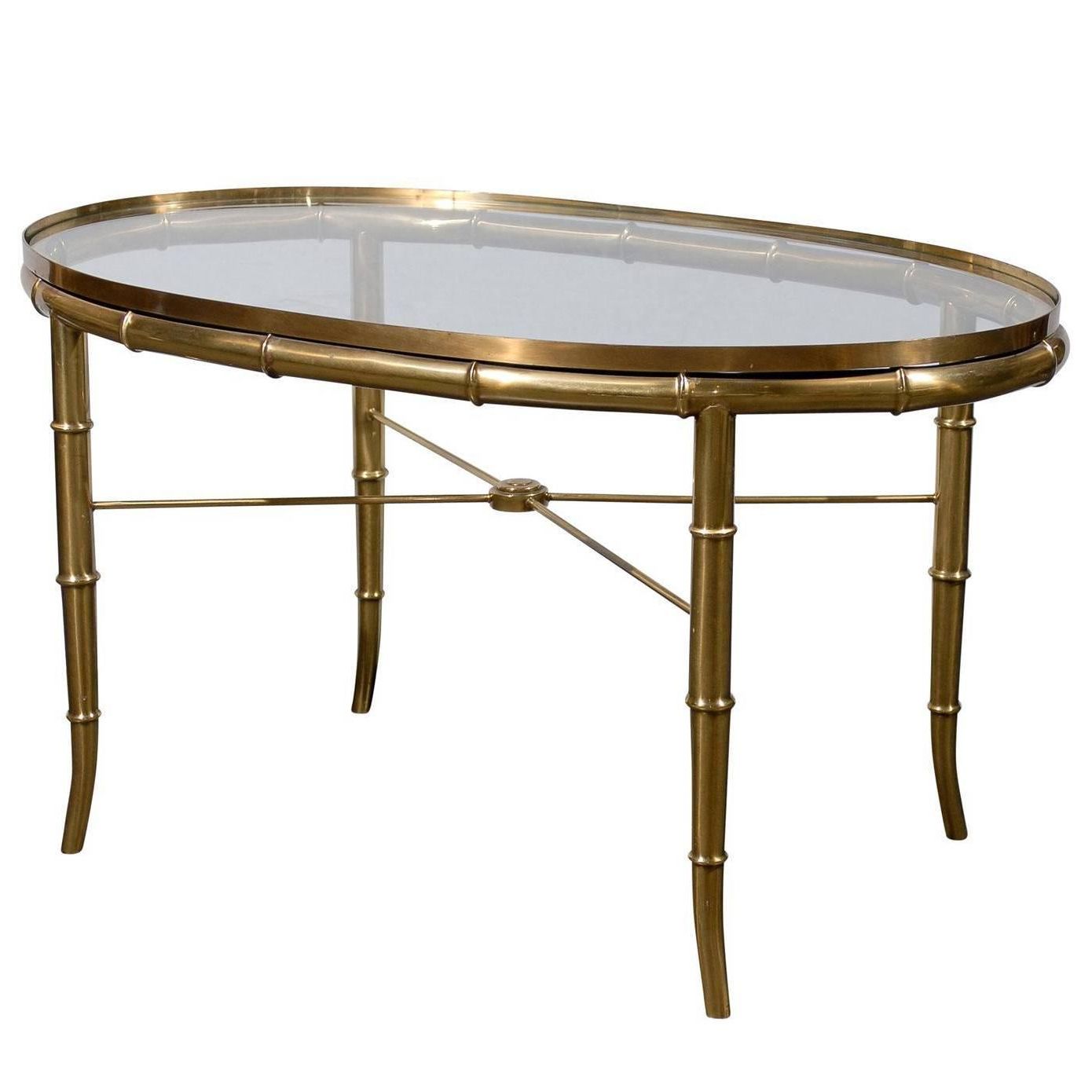 Oval Brass Glass Top Cocktail Or Coffee Table At 1stdibs Inside Fashionable Glass And Gold Oval Coffee Tables (View 5 of 10)