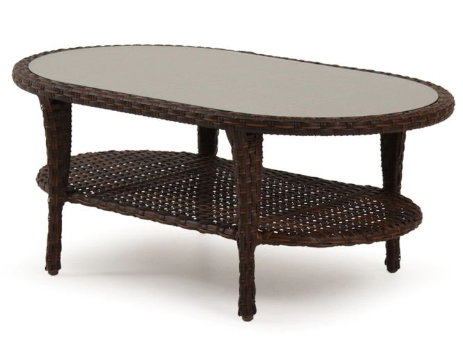Oval Corn Straw Rope Coffee Tables Pertaining To 2020 Alexandria 42" X 20" Oval Cocktail Table With Glass Top – Sunbrite (View 3 of 10)