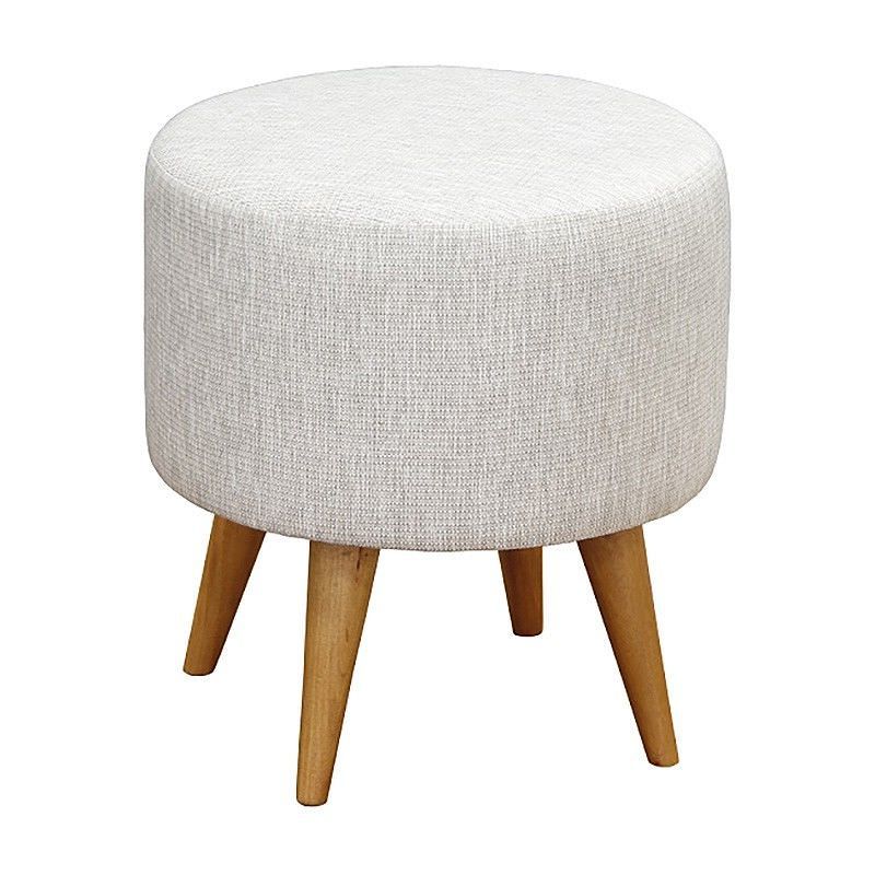 Oxley Commercial Grade Cotton Fabric Round Ottoman Stool, Light Grey Pertaining To 2020 Beige And Light Gray Fabric Pouf Ottomans (View 3 of 10)