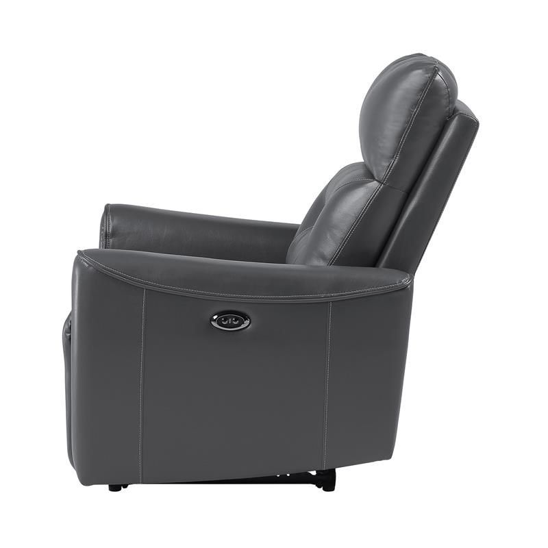 Pemberly Row Faux Leather Power Reclining Chair With Usb Port In Dark For 2019 Espresso Faux Leather Ac And Usb Ottomans (View 9 of 10)