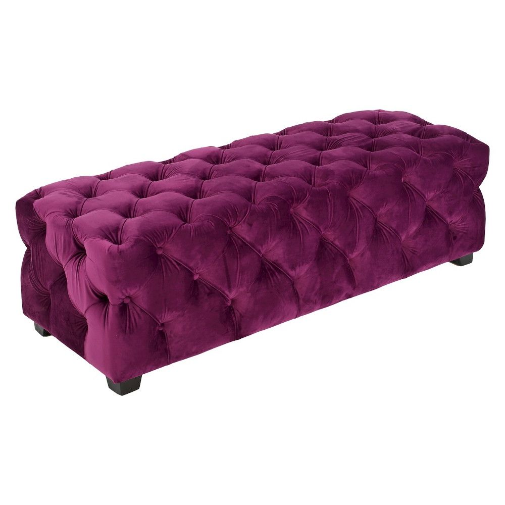 Pink Champagne Tufted Fabric Ottomans Inside Popular Piper Tufted Velvet Fabric Square Ottoman Bench – Fuchsia (pink (View 10 of 10)