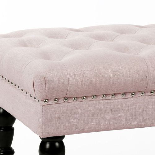 Pink Ottoman, Dusty Pink, Wet Fabric With Pink Fabric Banded Ottomans (View 4 of 10)