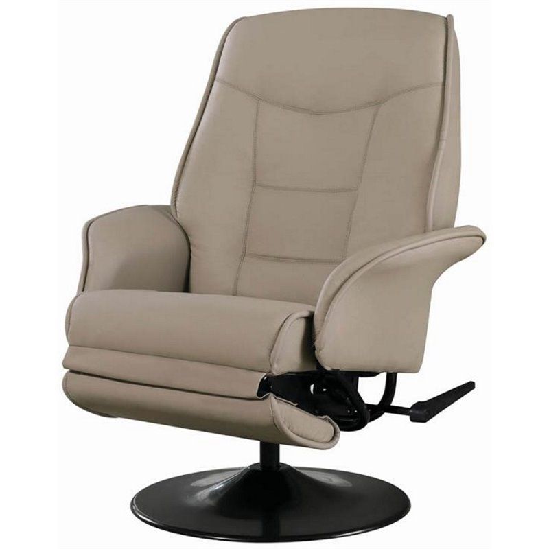 Popular Black Faux Leather Swivel Recliners Intended For Coaster Berri Faux Leather Swivel Recliner In Beige And Black –  (View 9 of 10)