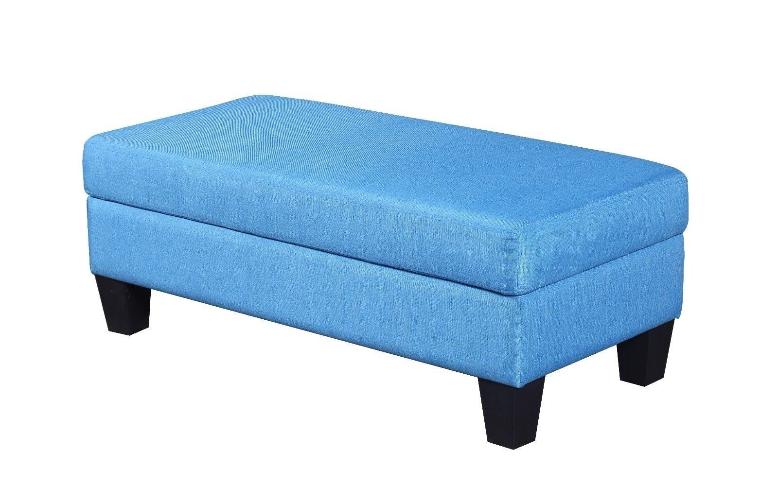 Popular Blue Fabric Storage Ottomans Within Classic Large Fabric Rectangular Storage Ottoman Bench – Sky Blue (View 5 of 10)