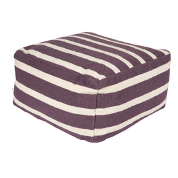 Popular Cream Wool Felted Pouf Ottomans With Regard To 24" Plum Purple And Cream Simply Striped Wool Rectangular Pouf Ottoman (View 9 of 10)