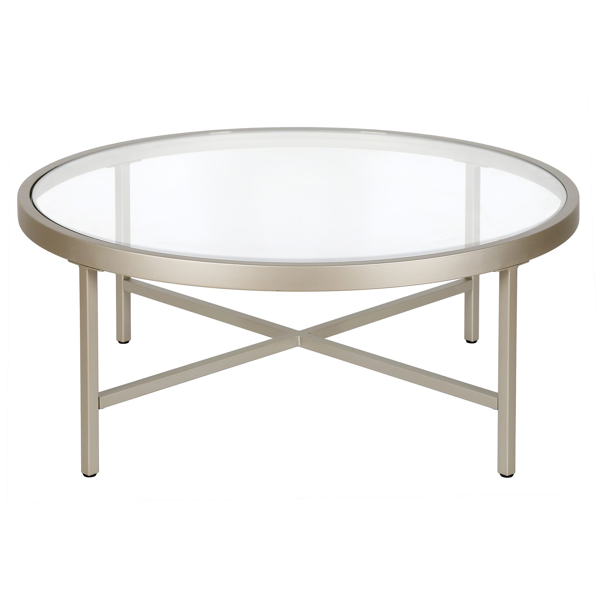 Popular Geometric Glass Modern Coffee Tables Inside Evelyn&zoe Contemporary Round Coffee Table With Glass Top – Walmart (View 4 of 10)