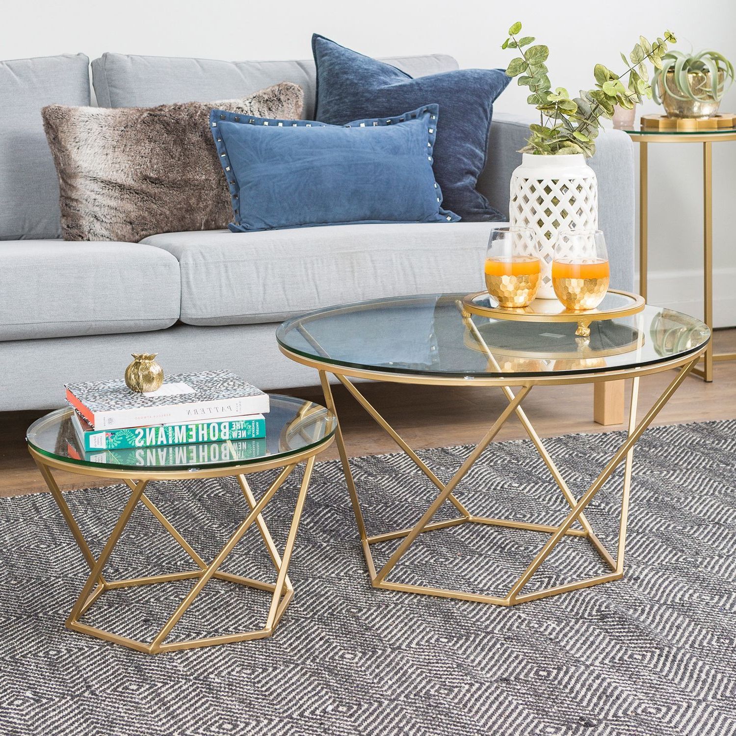 Popular Gold Geometric Glass Nesting Coffee Tables (View 6 of 10)