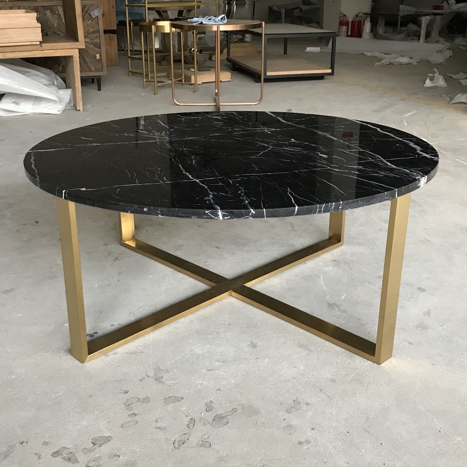 Popular Gold Metal Base Wholesale Round Black Marble Coffee Table – Buy Round Throughout Black Metal And Marble Coffee Tables (View 4 of 10)