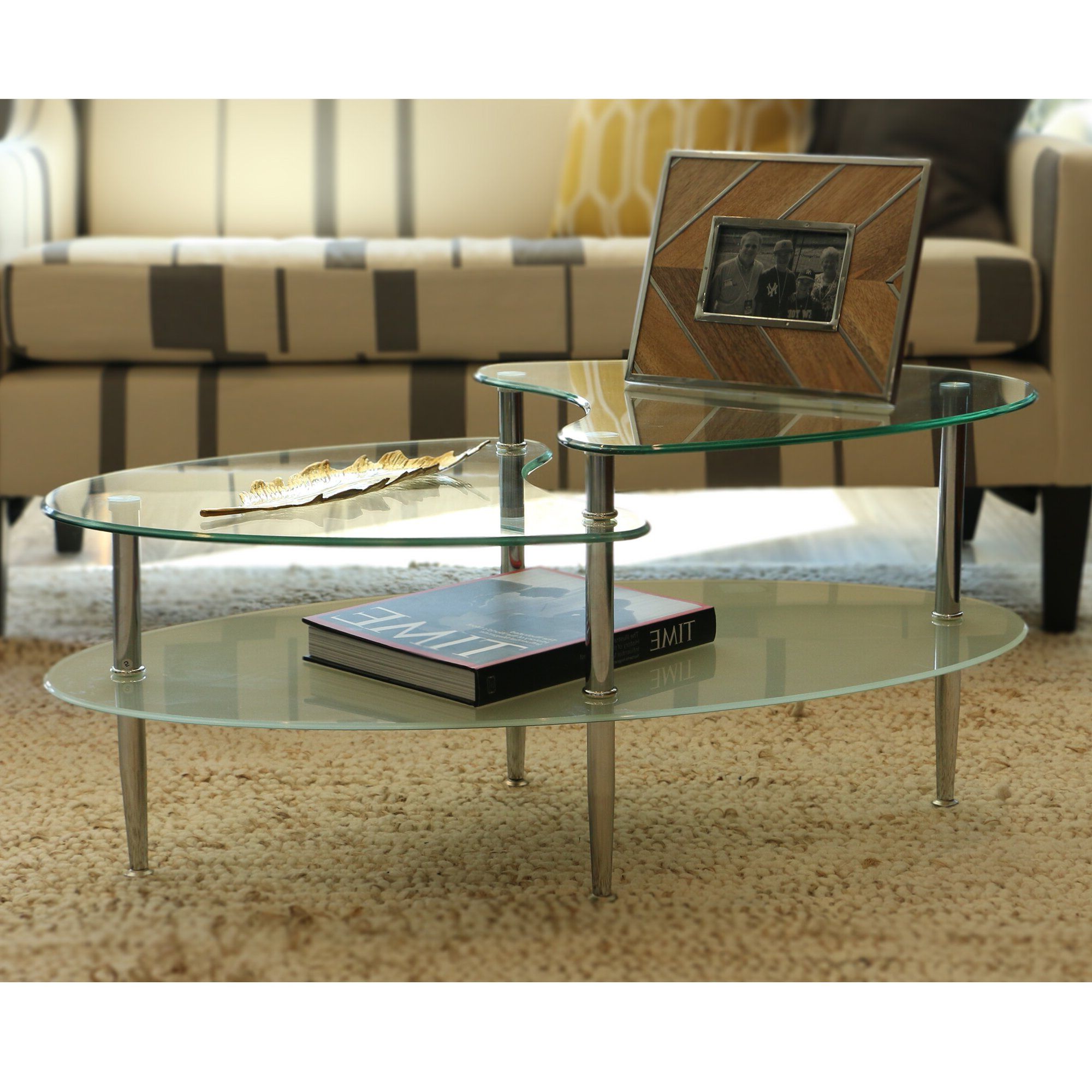 Popular Home Loft Concepts Glass Oval Coffee Table & Reviews (View 8 of 10)