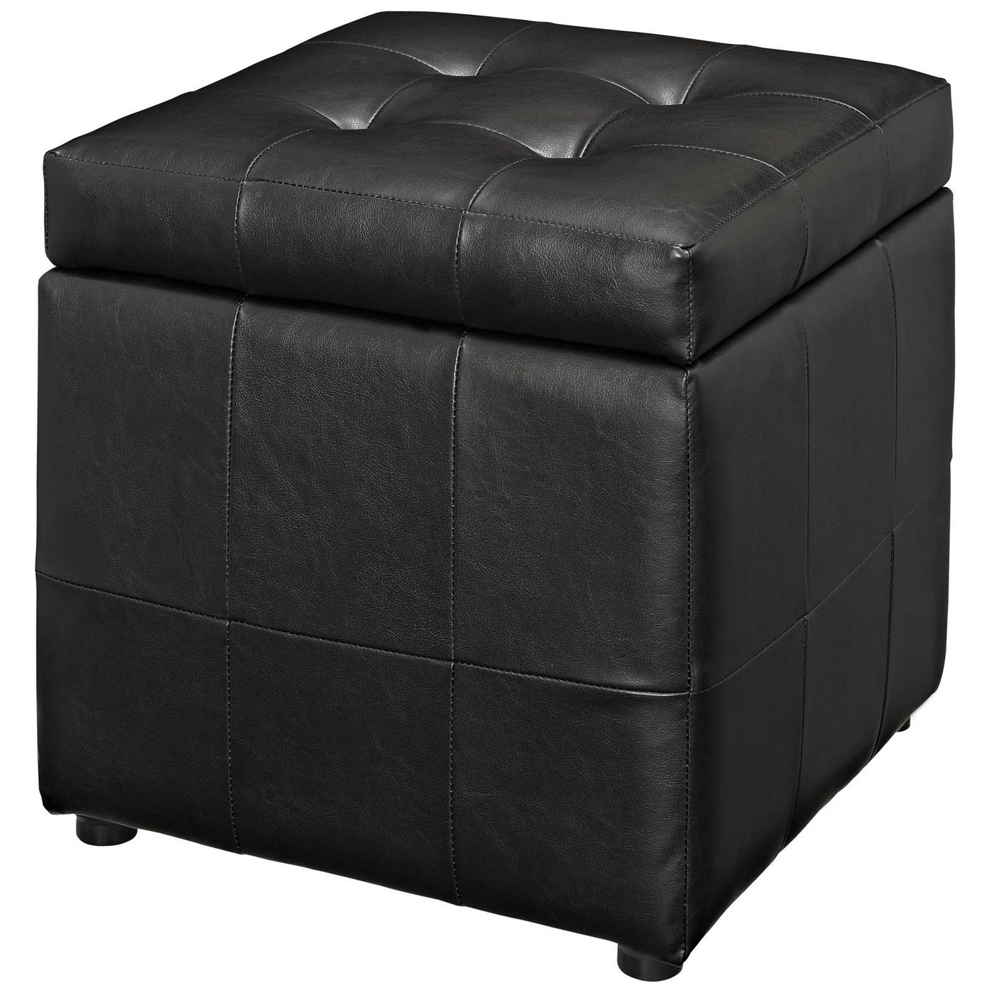 Popular Volt Contemporary Upholstered Button Tufted Storage Ottoman, Black Regarding Black And White Zigzag Pouf Ottomans (View 7 of 10)