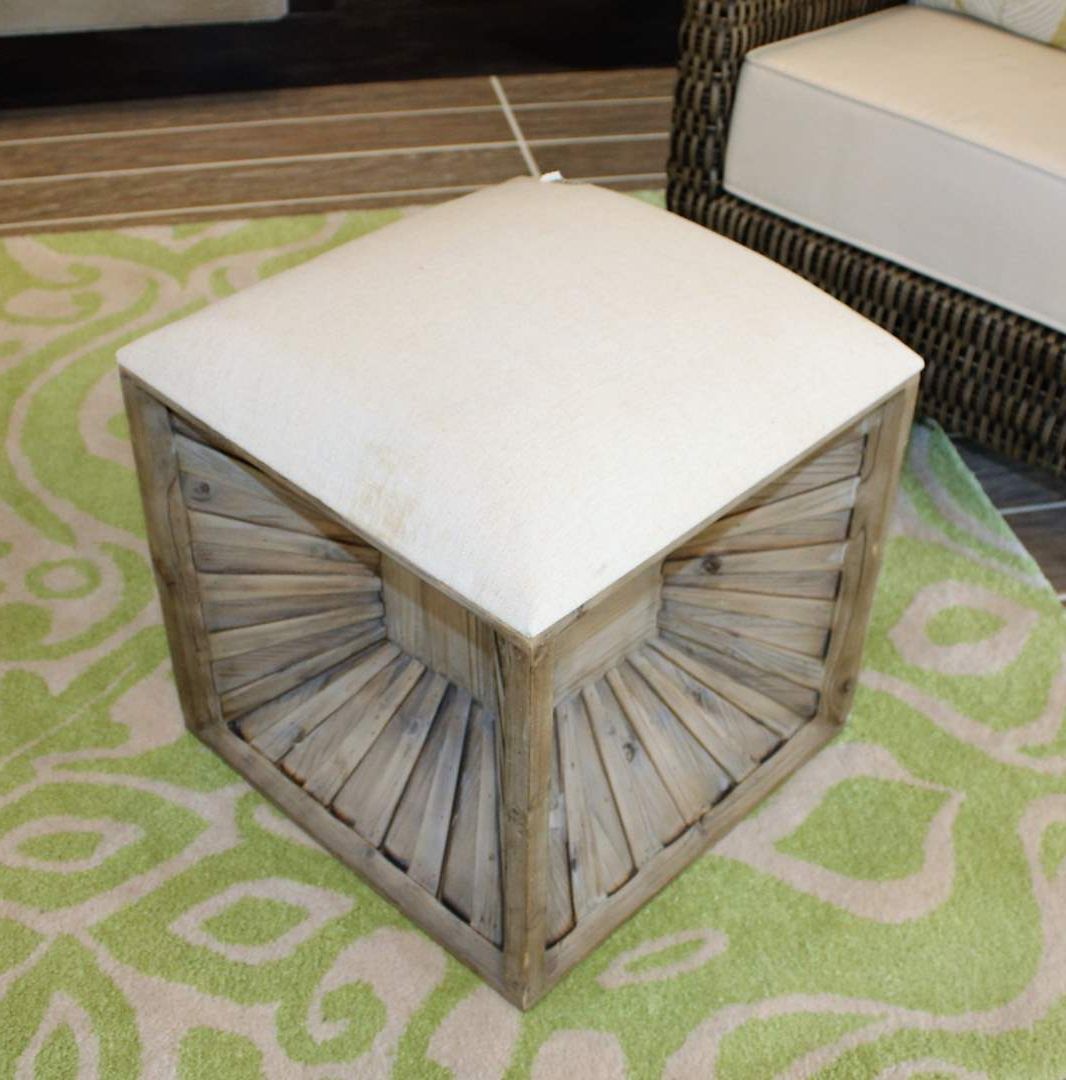 Popular Weathered Wood Ottomans Throughout Lot#82 Uttermost Weathered Wood Ottoman 17" X 20"h – Has Stain – Movin (View 5 of 10)