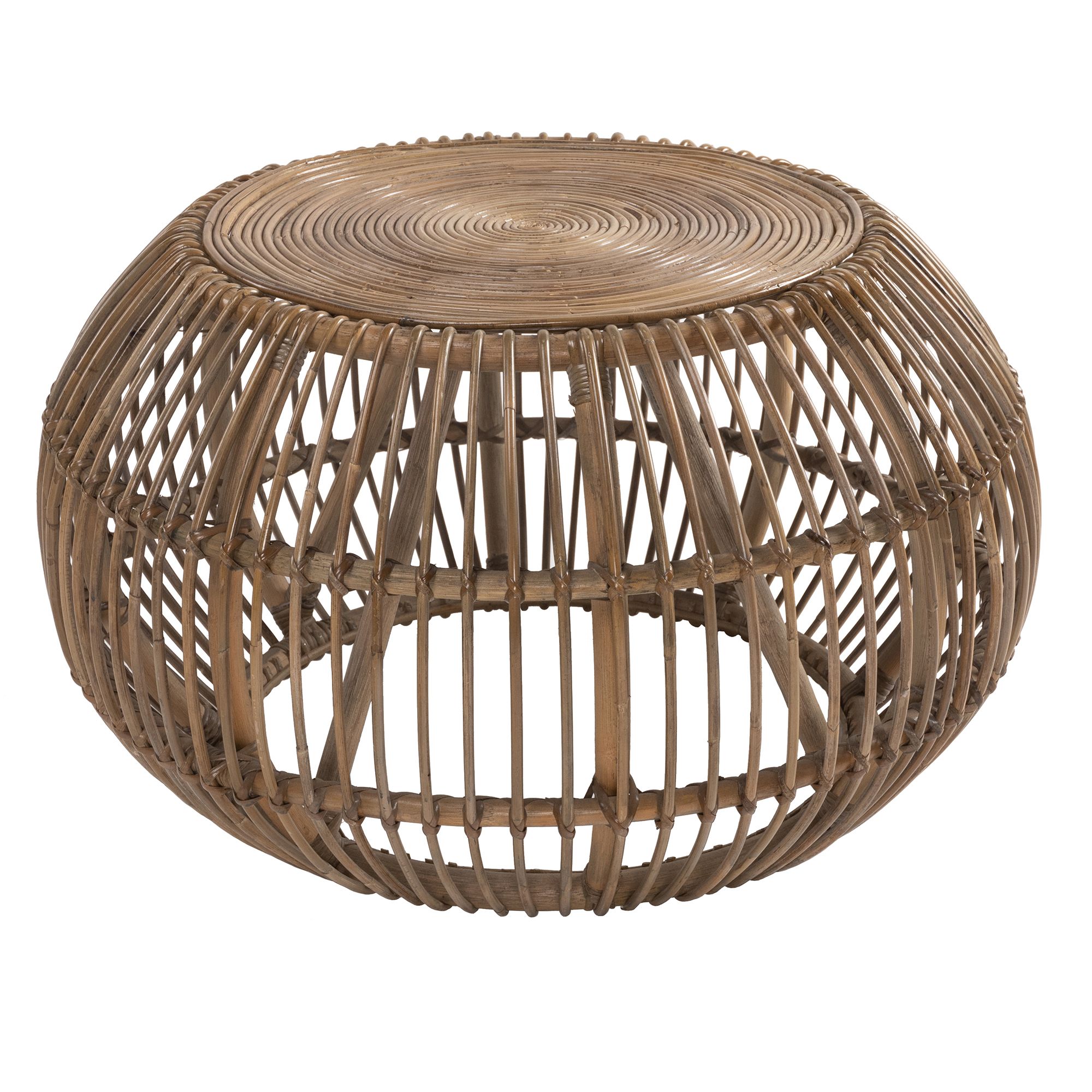 Popular Wicker Coffee Tables In Handwoven Round Rattan Coffee Table With Concentric Circle Top, Brown (View 3 of 10)