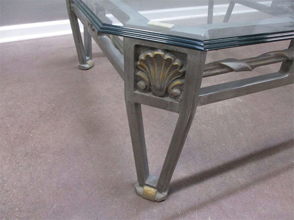 Popular Wrought Iron Cocktail Tables With Transitional Design Online Auctions – Wrought Iron/glass Cocktail Table (View 1 of 10)