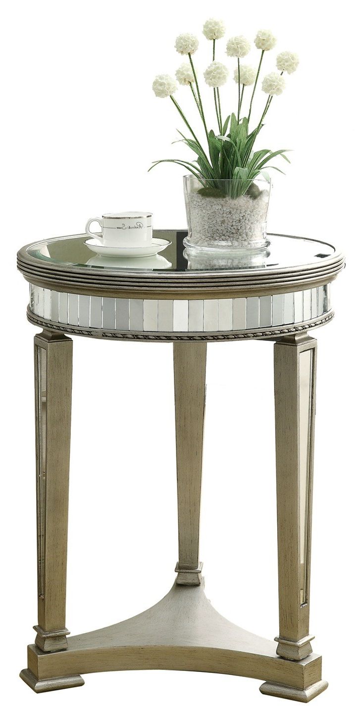 Preferred 3705 Brushed Silver / Mirrored Accent Table From Monarch (i 3705 In Mirrored And Silver Cocktail Tables (View 9 of 10)