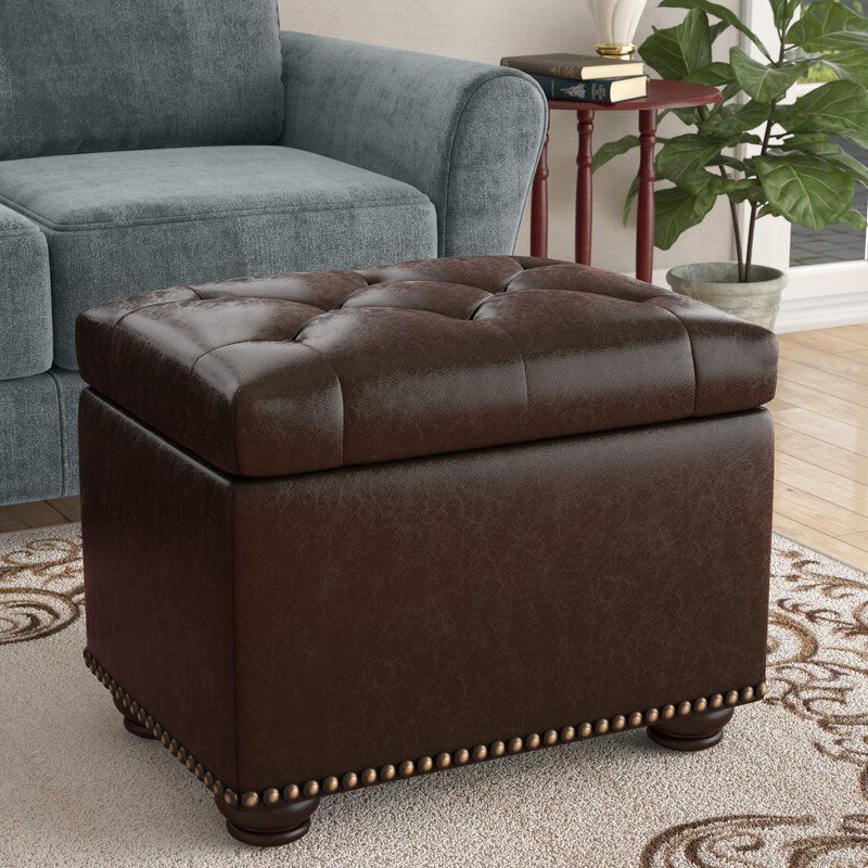 Preferred Black Faux Leather Column Tufted Ottomans Inside Charlton Home® Bernadette 24" Wide Faux Leather Tufted Rectangle (View 3 of 10)