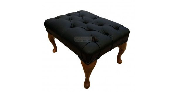 Preferred Black Leather Foot Stools Intended For Chesterfield Black Genuine Leather Footstool (View 6 of 10)